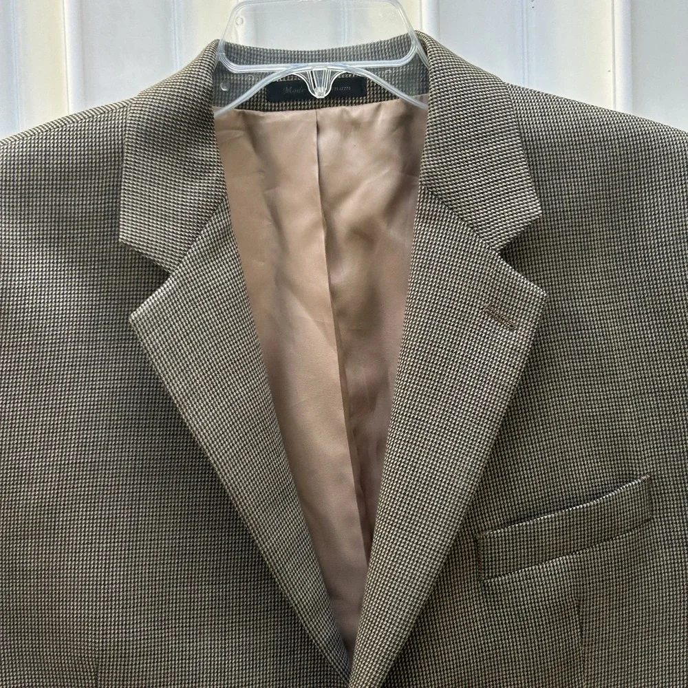 Lauren Ralph Lauren 100% Wool Brown Micro Houndstooth Blazer 44s